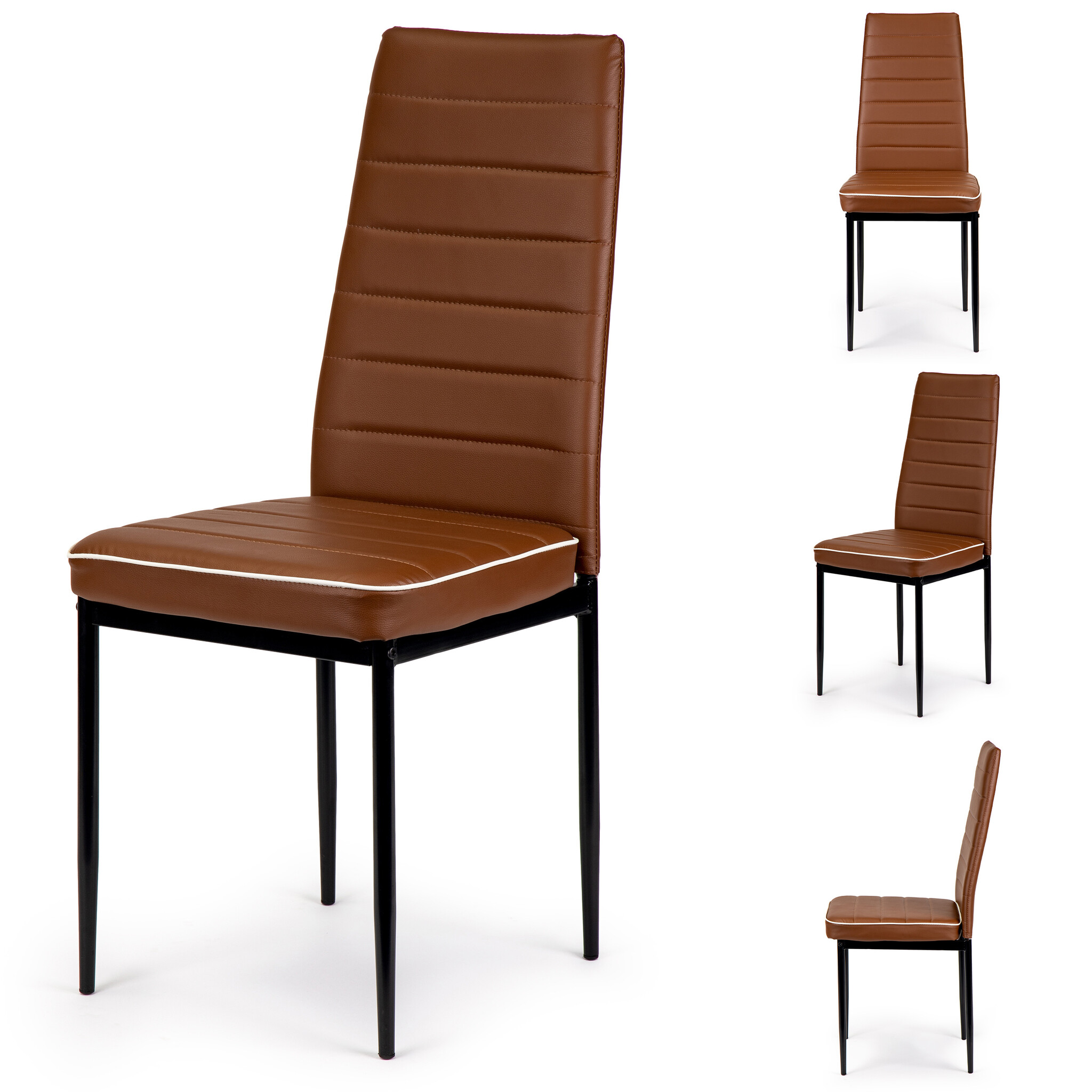 Eetkamerstoelen - eco leer - 41x42x96cm - set van 4 - bruin