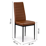 Eetkamerstoelen - eco leer - 41x42x96cm - set van 4 - bruin