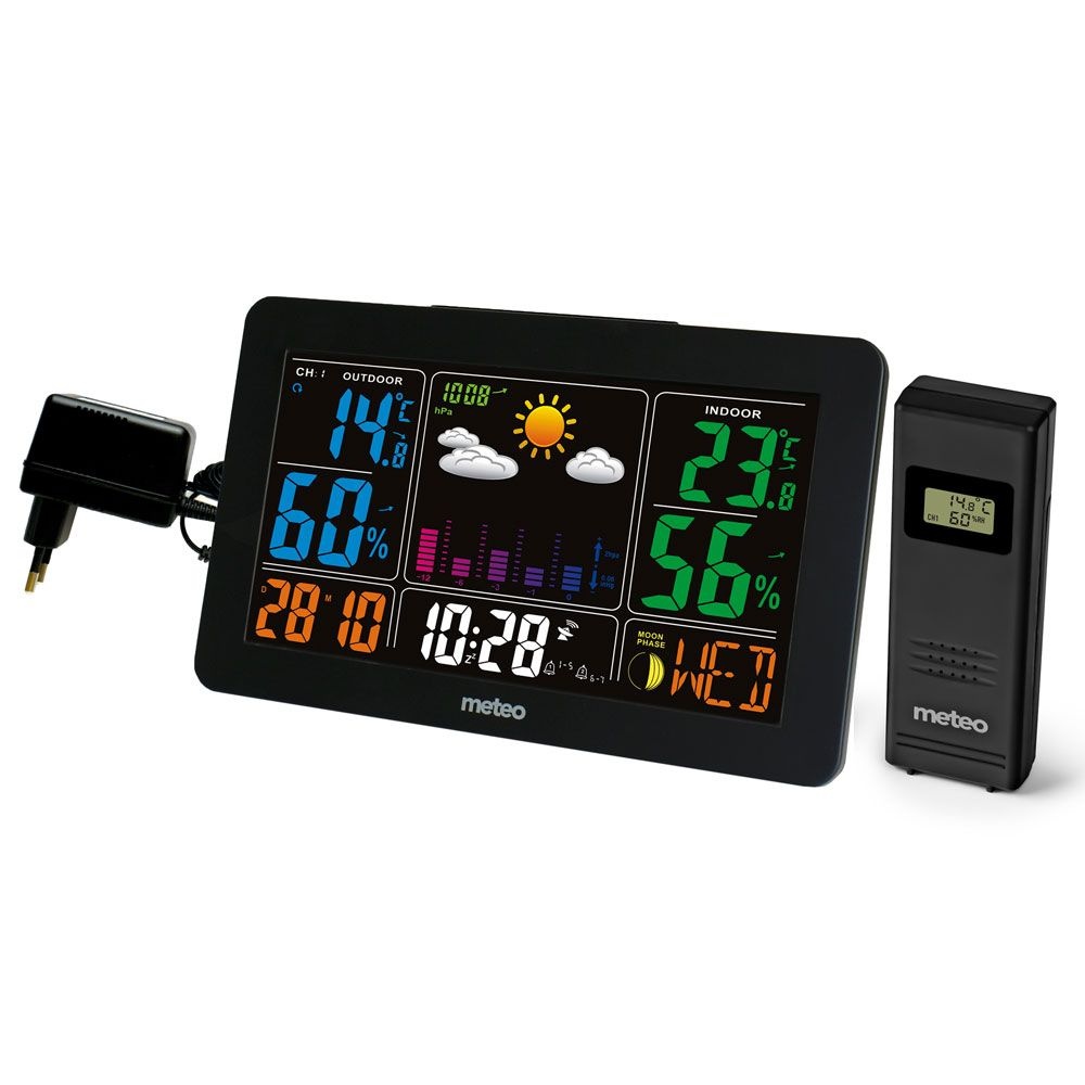 Weerstation METEO SP91 - 20x13x1,5cm - draadloos - zwart