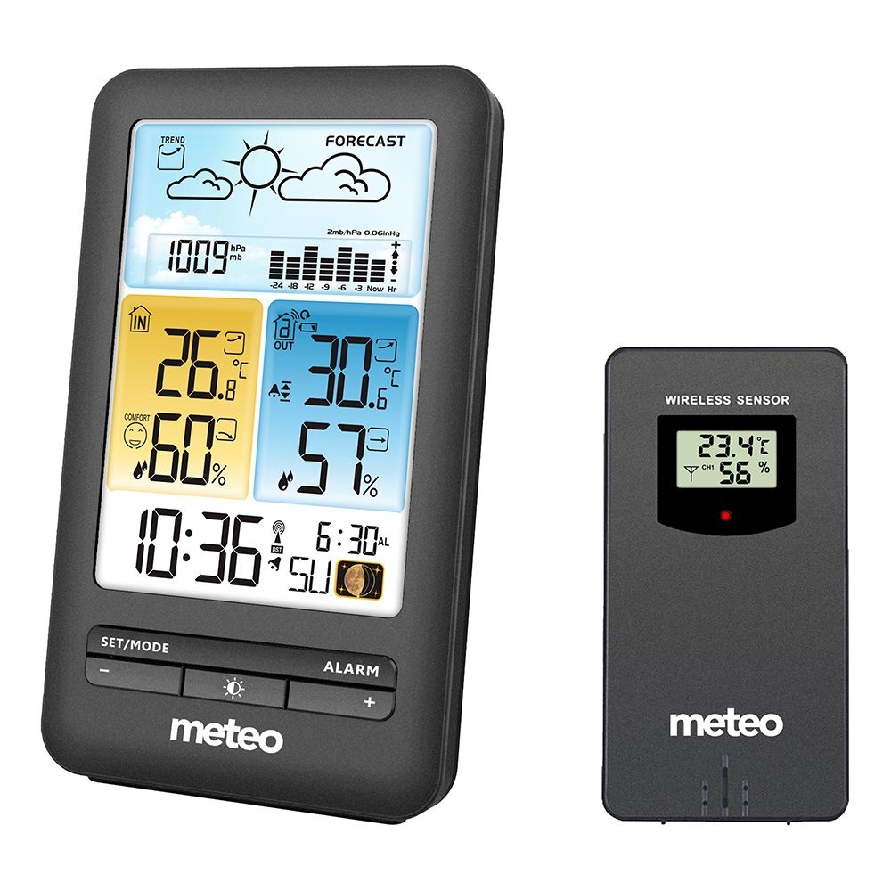 Weerstation METEO SP98 - 14,5x8,5x4,5 cm - draadloos - zwart