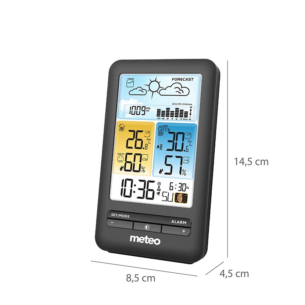 Weerstation METEO SP98 - 14,5x8,5x4,5 cm - draadloos - zwart