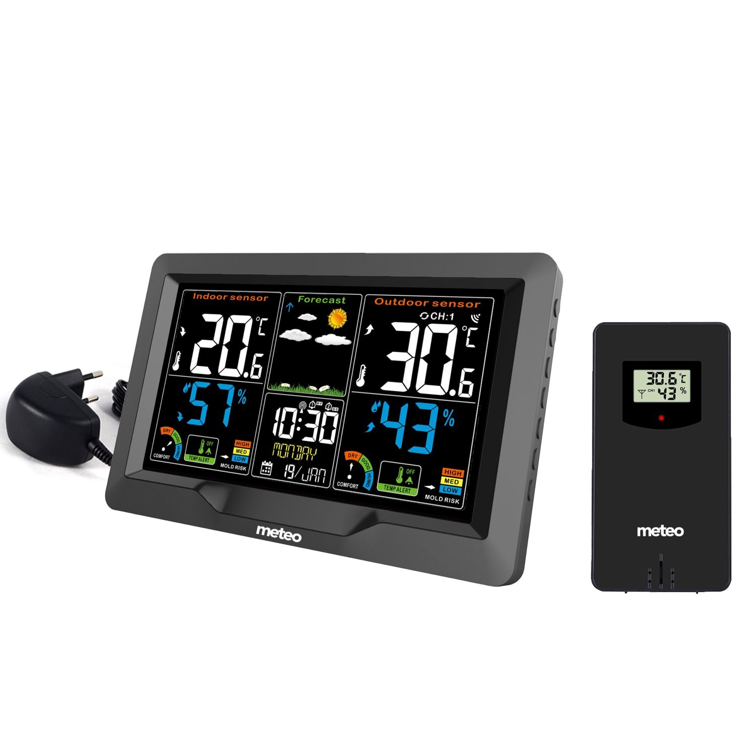 Weerstation METEO SP104 - 13x20,5x3cm - draadloos - DCF - zwart