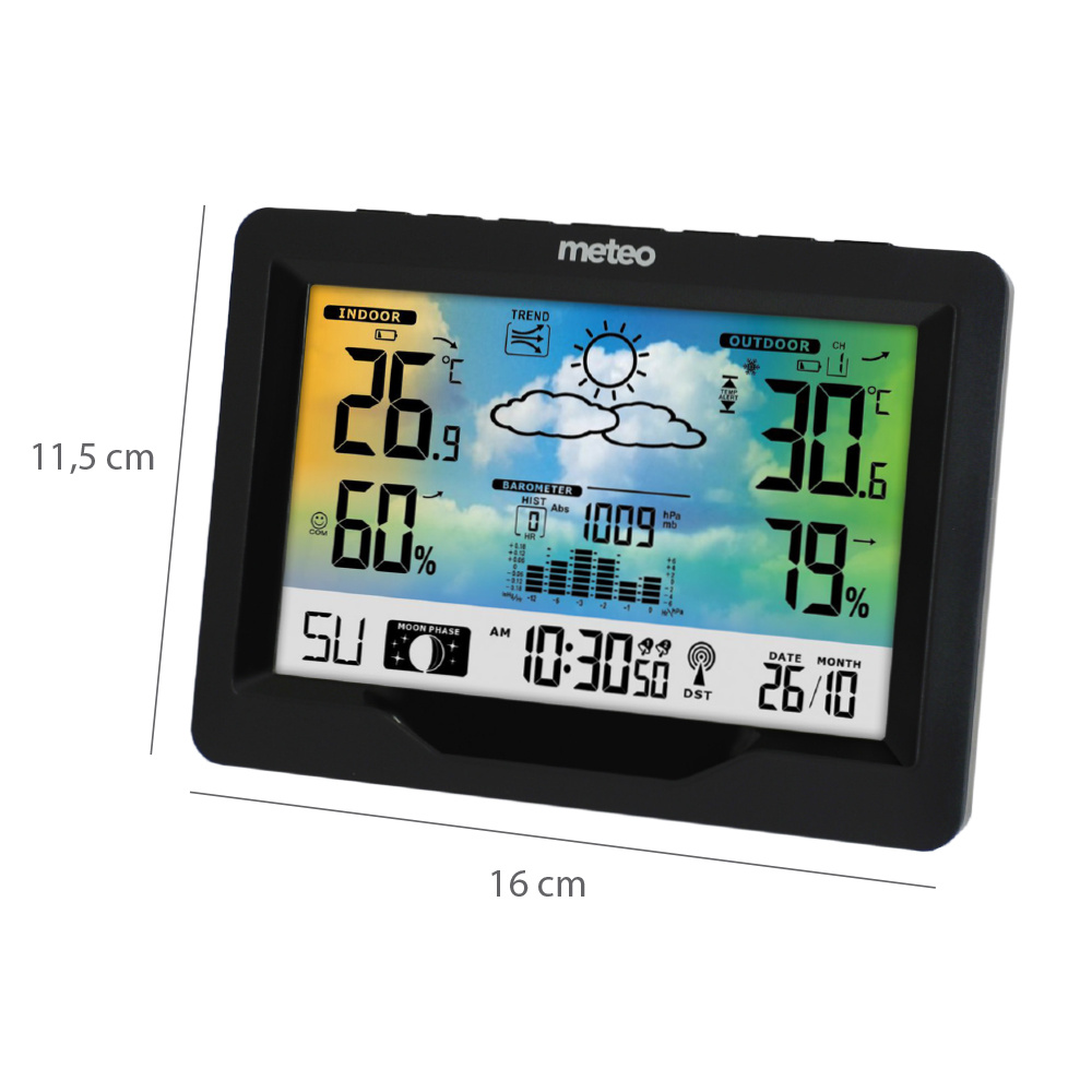 Weerstation METEO SP84 - 16x11,5x3 cm - draadloos - zwart