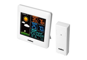 Weerstation METEO SP93 - 12x12x2cm - draadloos - met klok - wit