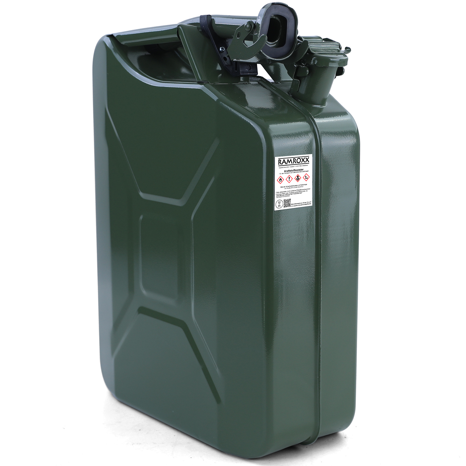 5x 20L Metalen jerrycan Brandstof Benzine Diesel Reserve met Vulopening Groen