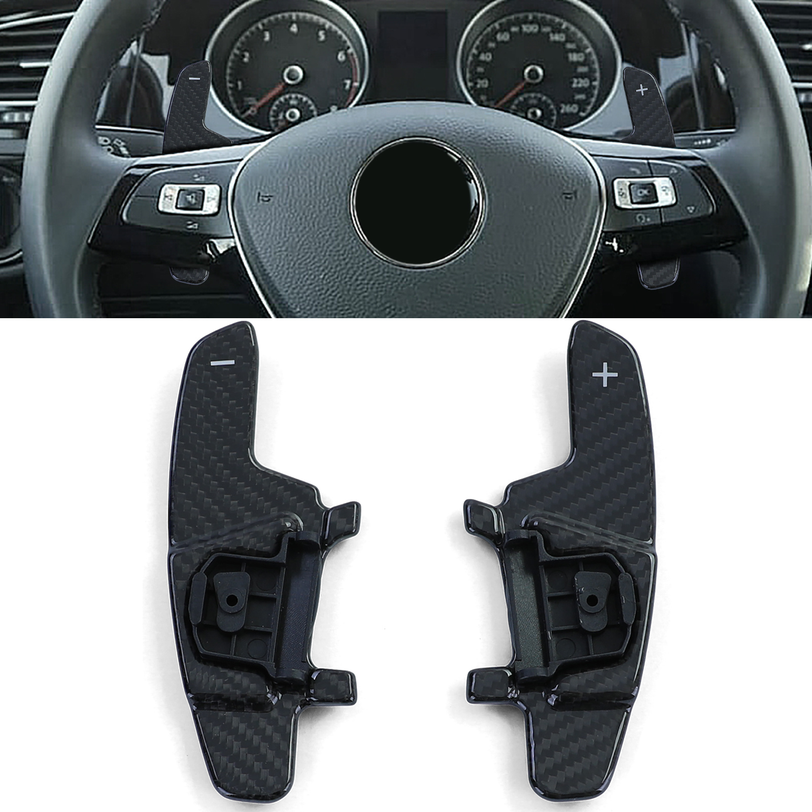 Carbon schakel peddel set geschikt voor VW Golf 7 12-21