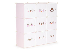 Speelgoedkast - 110x110x37 cm - 9 deuren - roze - snuitjes