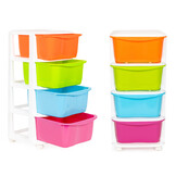 Organizer - 77x35,5x36cm - op wieltjes - multicolor/wit