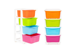 Organizer - 77x35,5x36cm - op wieltjes - multicolor/wit