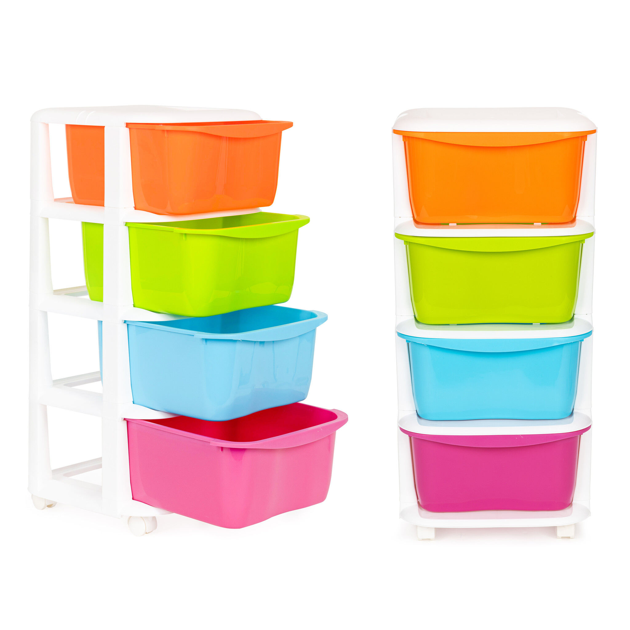 Organizer - 77x35,5x36cm - op wieltjes - multicolor/wit