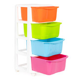 Organizer - 77x35,5x36cm - op wieltjes - multicolor/wit
