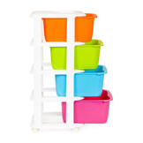 Organizer - 77x35,5x36cm - op wieltjes - multicolor/wit