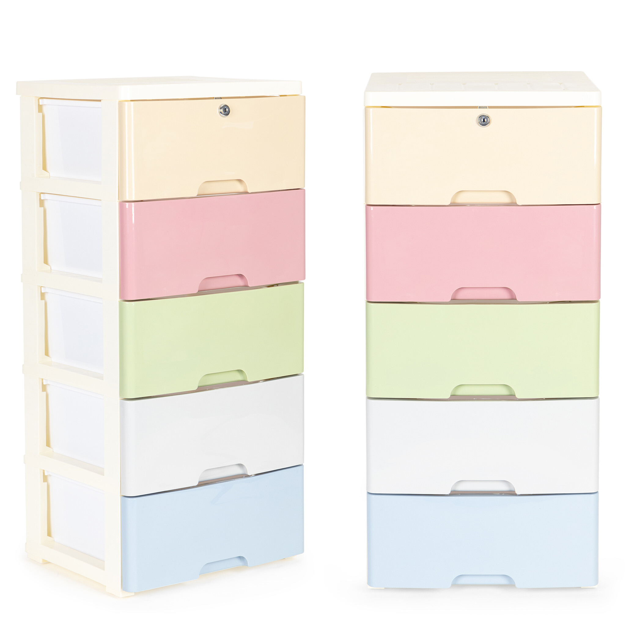 Ladeblok - 84,5x32,5x31cm - 5 lades - pastel kleuren