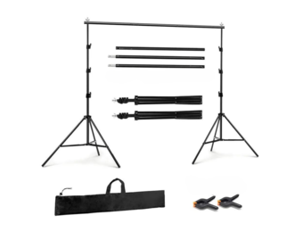 Achtergrond systeem - tot 210 cm - hoogte verstelbaar - zwart