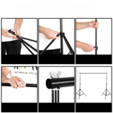 Achtergrond systeem - tot 210 cm - hoogte verstelbaar - zwart