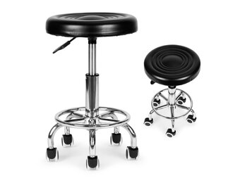 Tabouret kruk - 33x44-56 cm - draaibaar - zwart