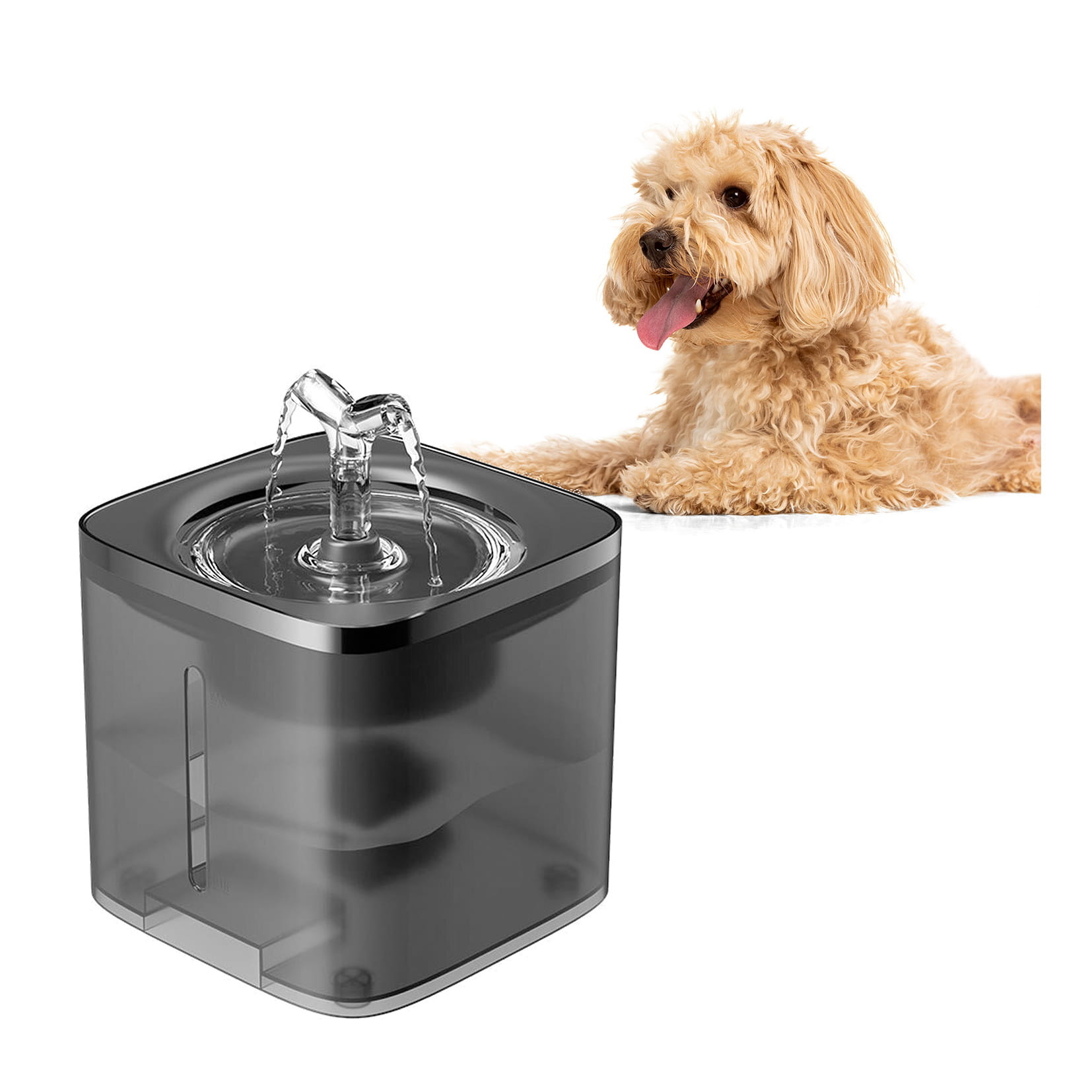Drinkfontein kat en hond - 2L - met waterfilter - donker grijs