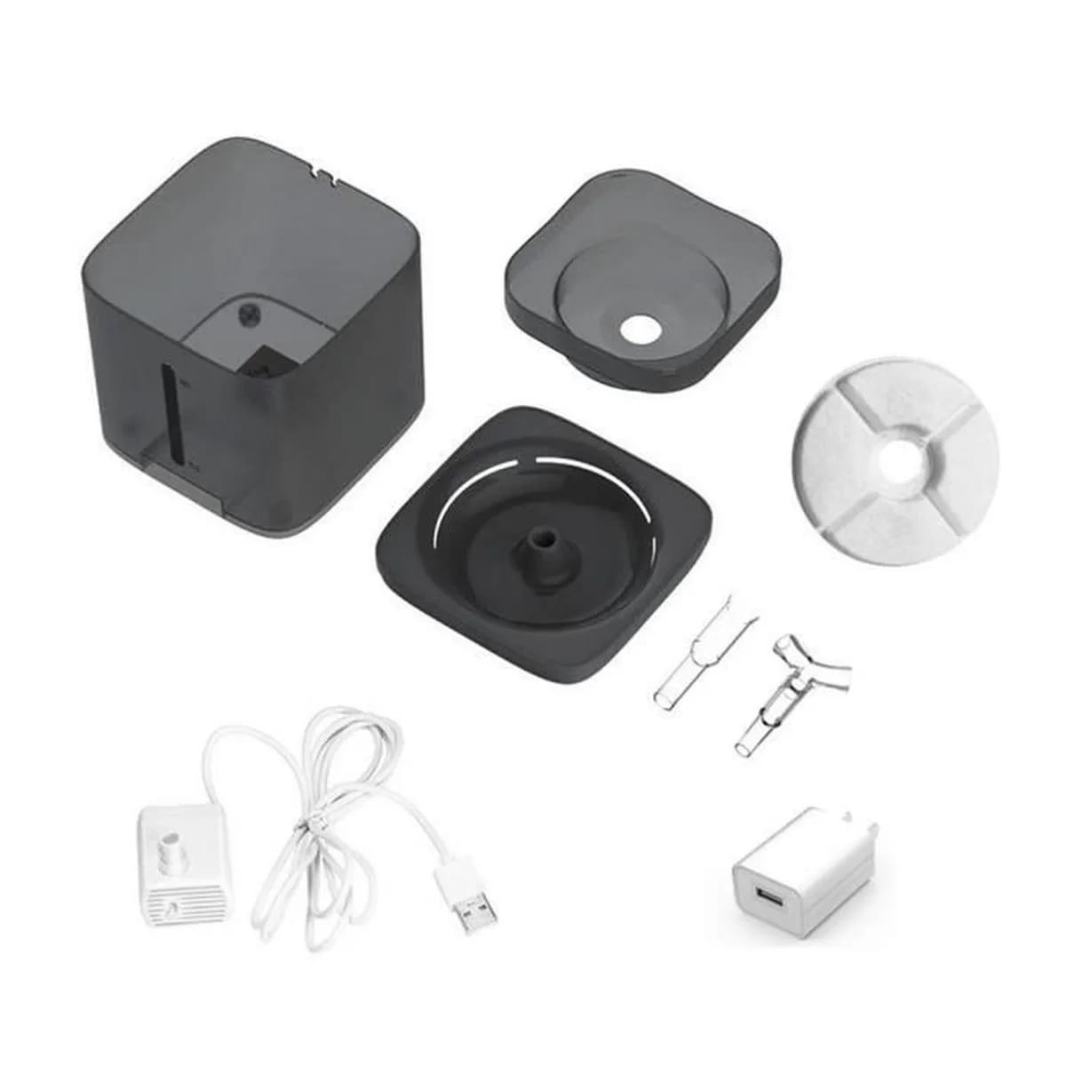 Drinkfontein kat en hond - 2L - met waterfilter - donker grijs