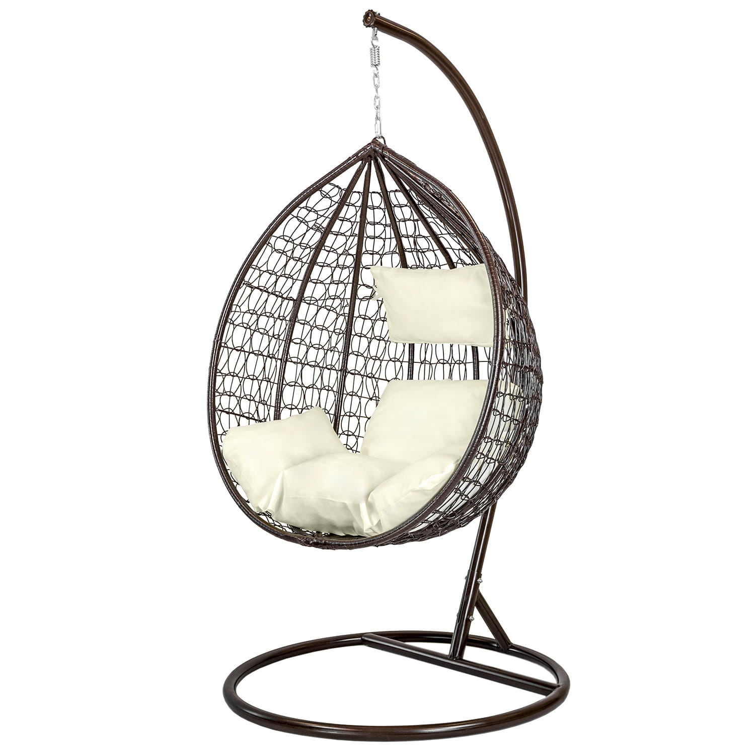 Hangstoel - ei stoel - 118x108x66cm - met kussens - bruin