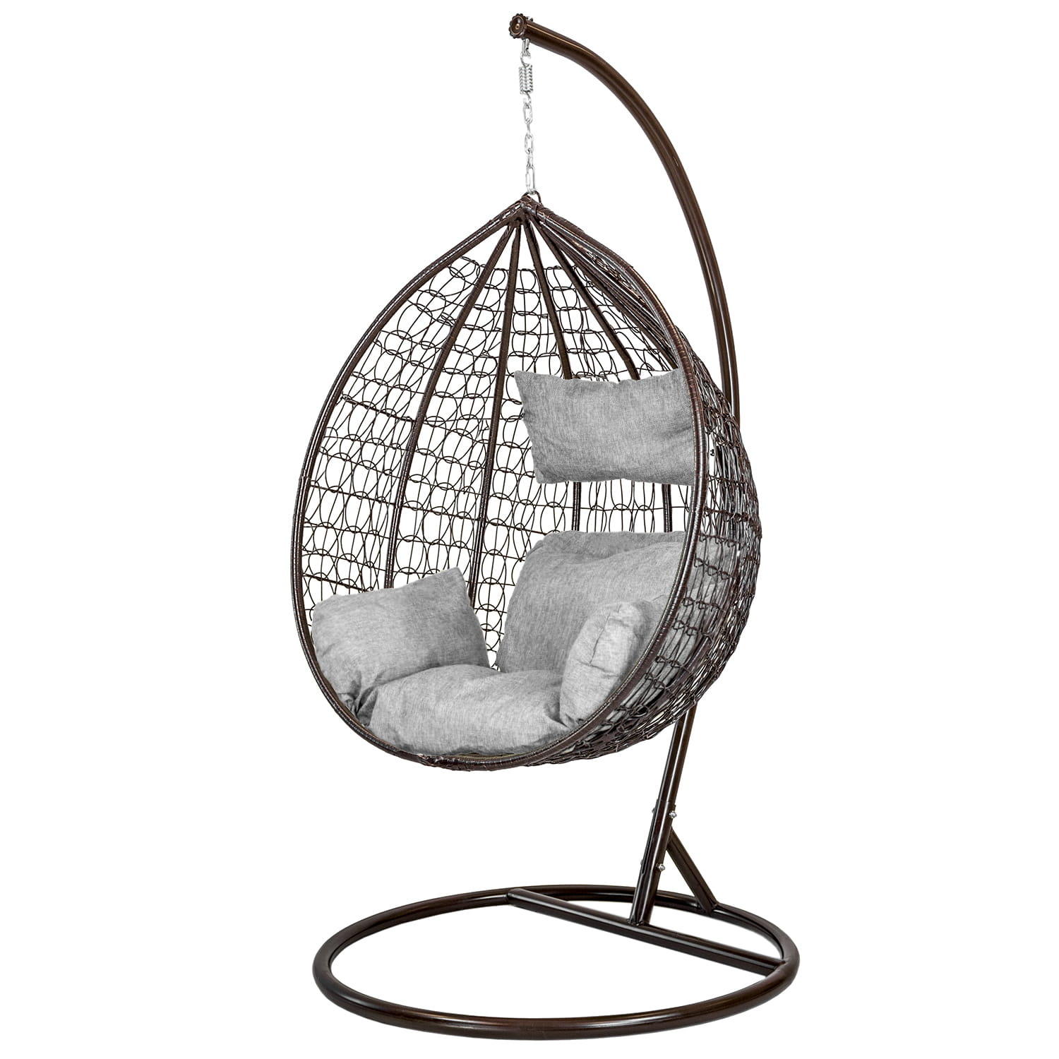 Hangstoel - ei stoel - 118x108x66cm - met kussens - bruin