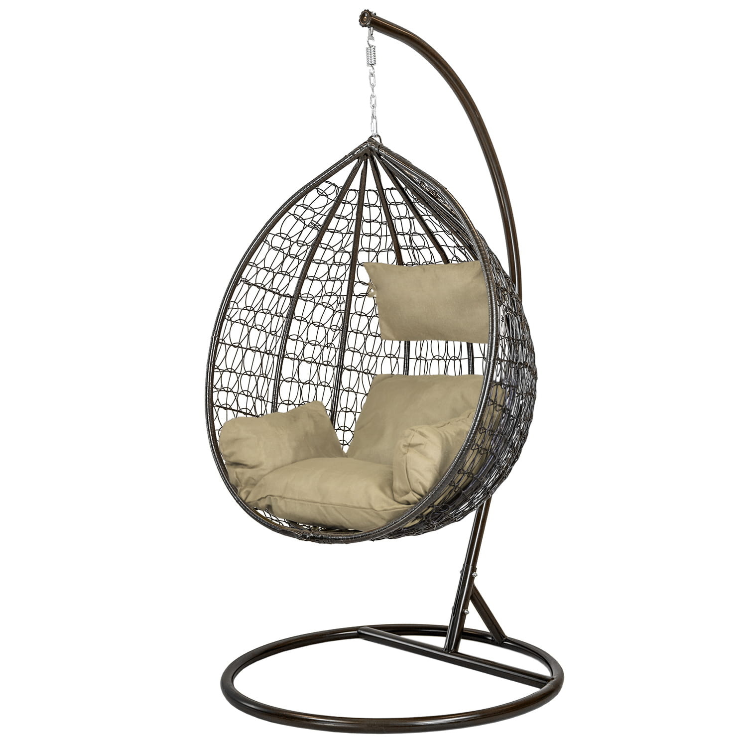 Hangstoel - ei stoel - 118x108x66cm - met kussens - bruin