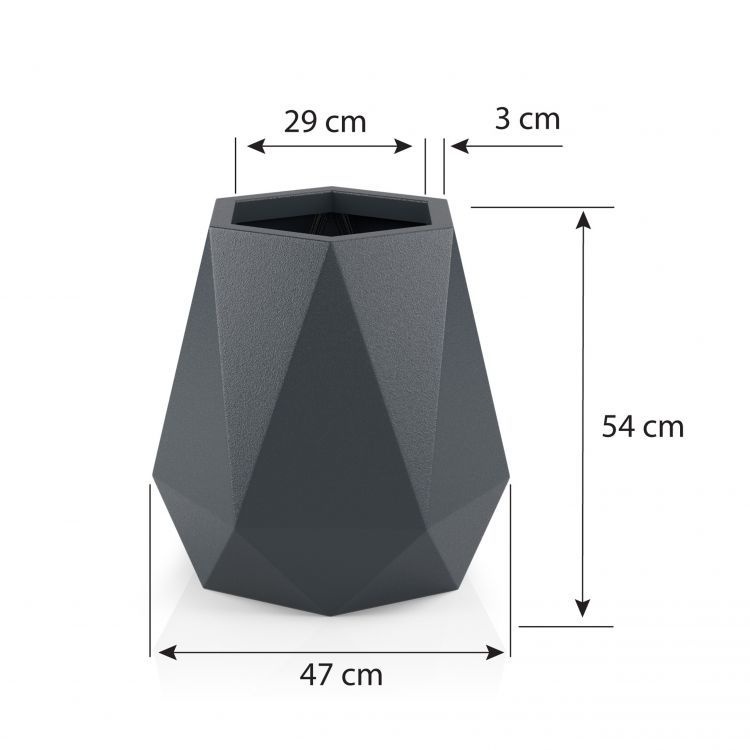 Bloempot - voor binnen en buiten - 54x47x29 cm - antraciet