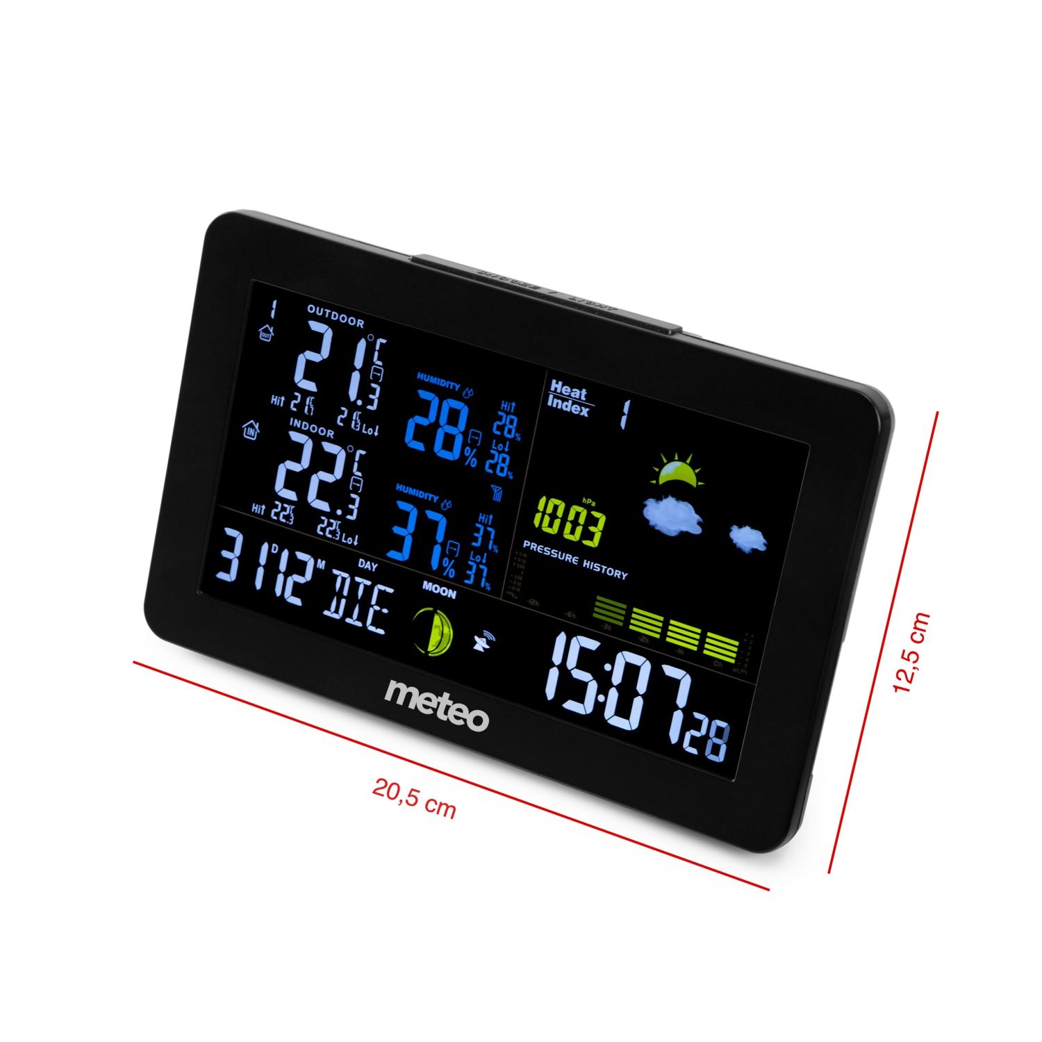 Weerstation - 12,5x20,5x3,2 cm - LCD VA Display - zwart