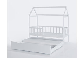 Bedhuis - peuter bed 160x80 cm - met bedlade en logeerbed - wit