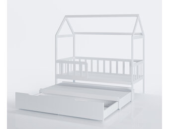 Bedhuis - peuter bed 160x80 cm - met bedlade en logeerbed - wit