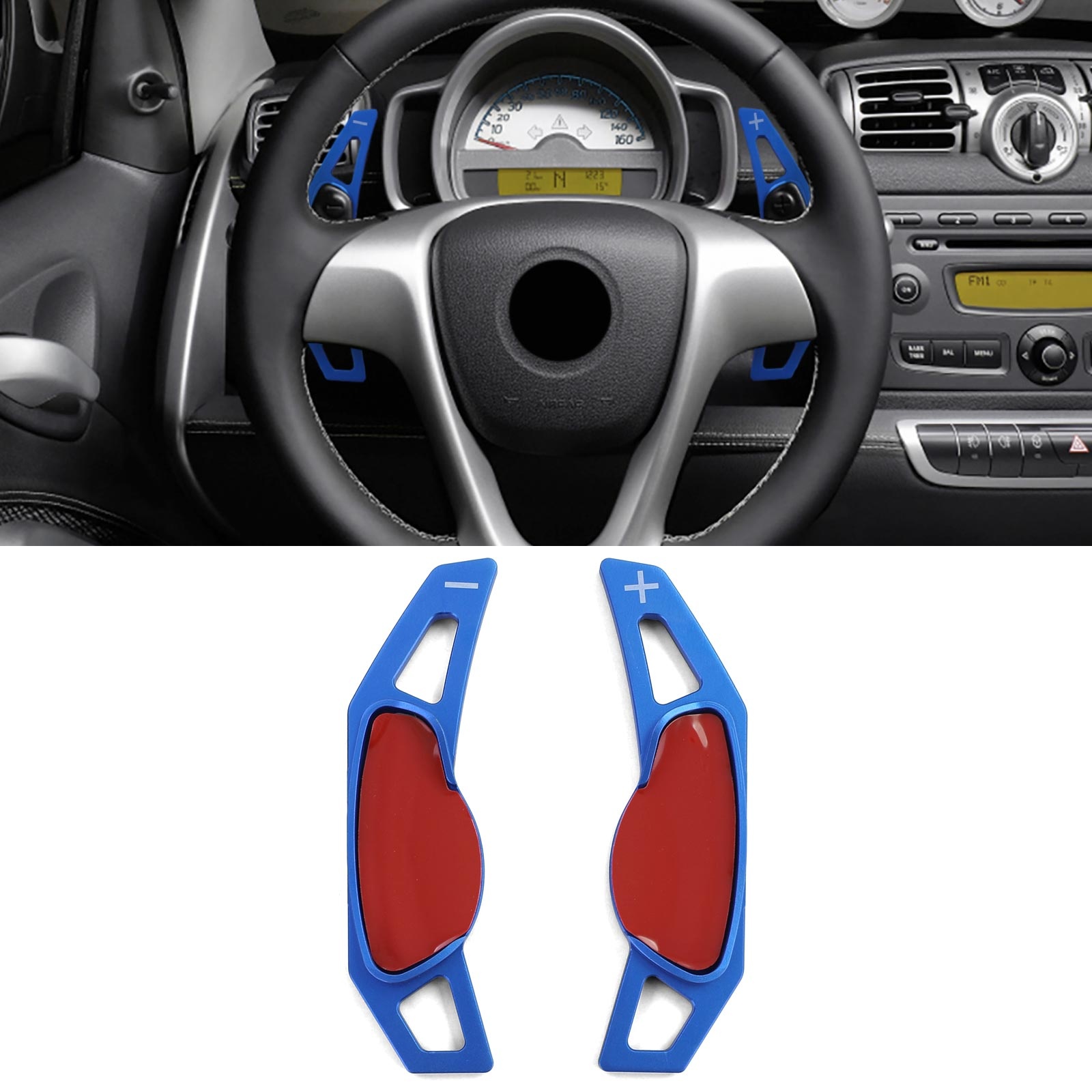 Schakelpaddles Verlenging Aluminium Blauw voor Smart ForTwo 451 Coupé Cabrio 09-19