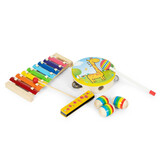 Houten muziekinstrumenten - 14 delig - kleurrijk - met tas