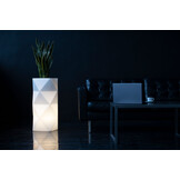 Bloempot - Monumo Asti - 29x29x78cm - met verlichting - wit