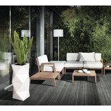 Bloempot - Monumo Asti - 29x29x78cm - met verlichting - wit