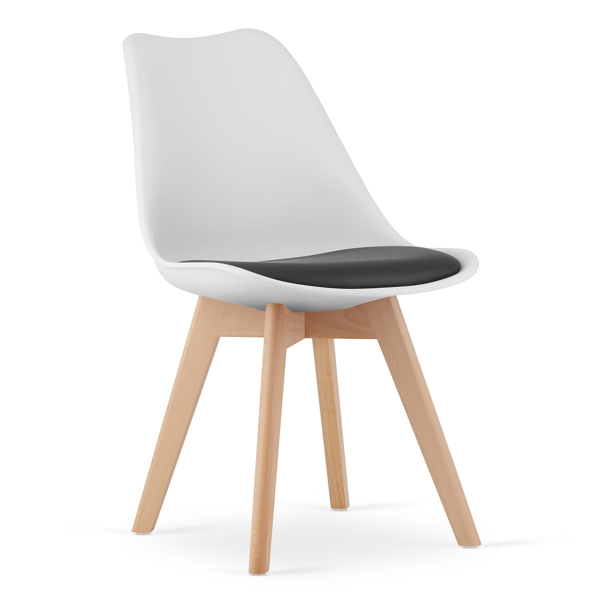 Eetkamerstoel MARK - eco leer - beuken poten - wit, zwart