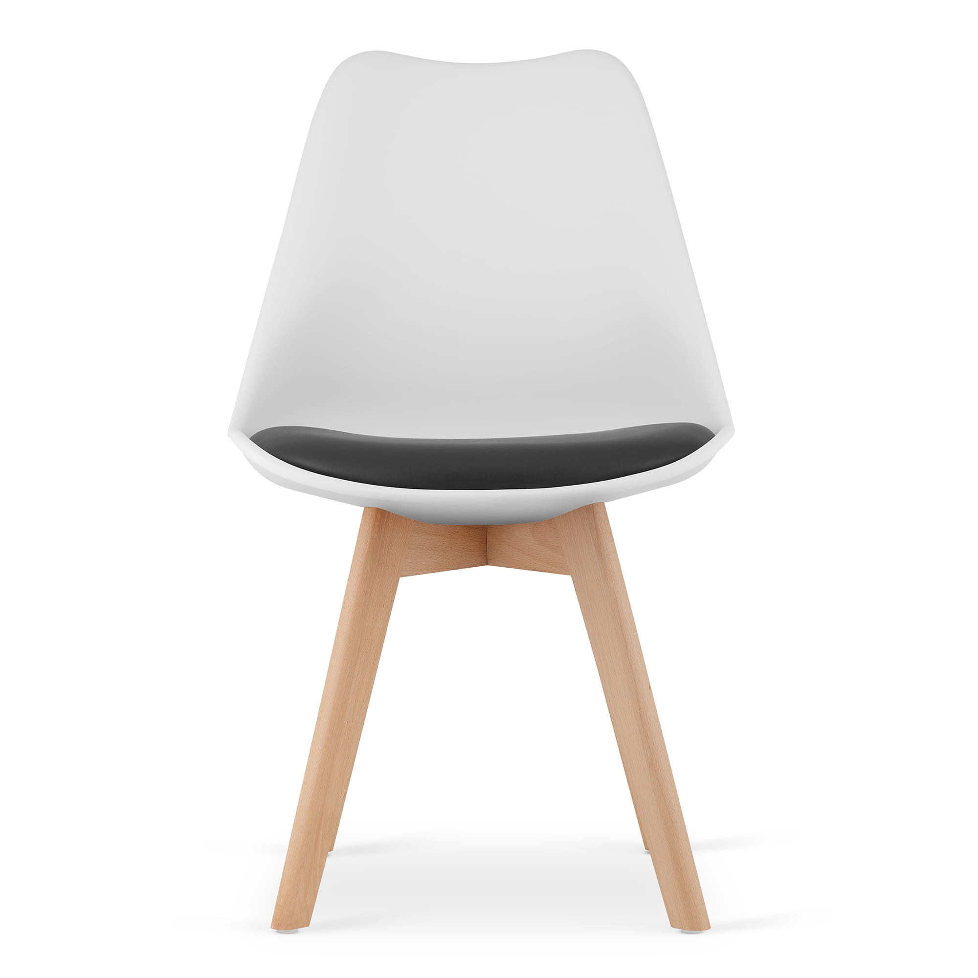 Eetkamerstoel MARK - eco leer - beuken poten - wit, zwart
