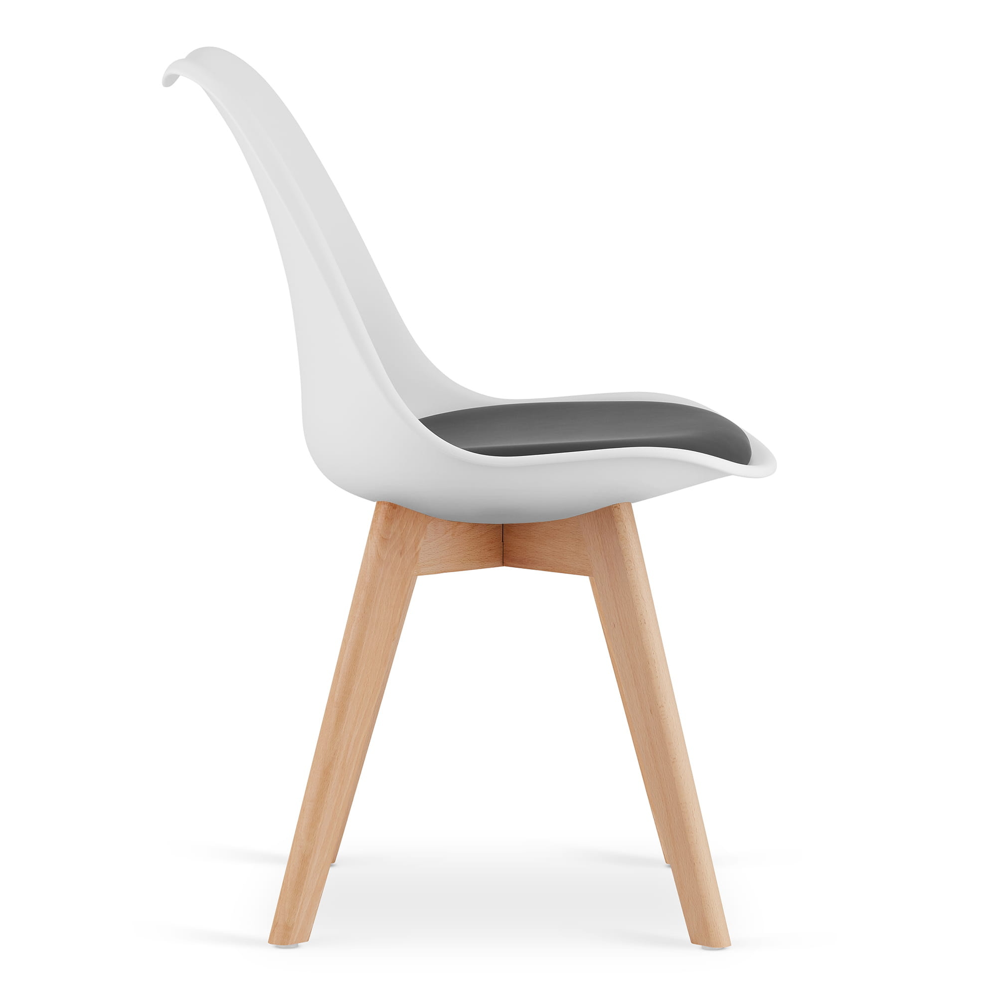 Eetkamerstoel MARK - eco leer - beuken poten - wit, zwart
