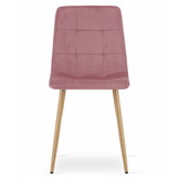 Velvet eetkamerstoel KARA - 44,5x50,5x87cm - roze, houtlook