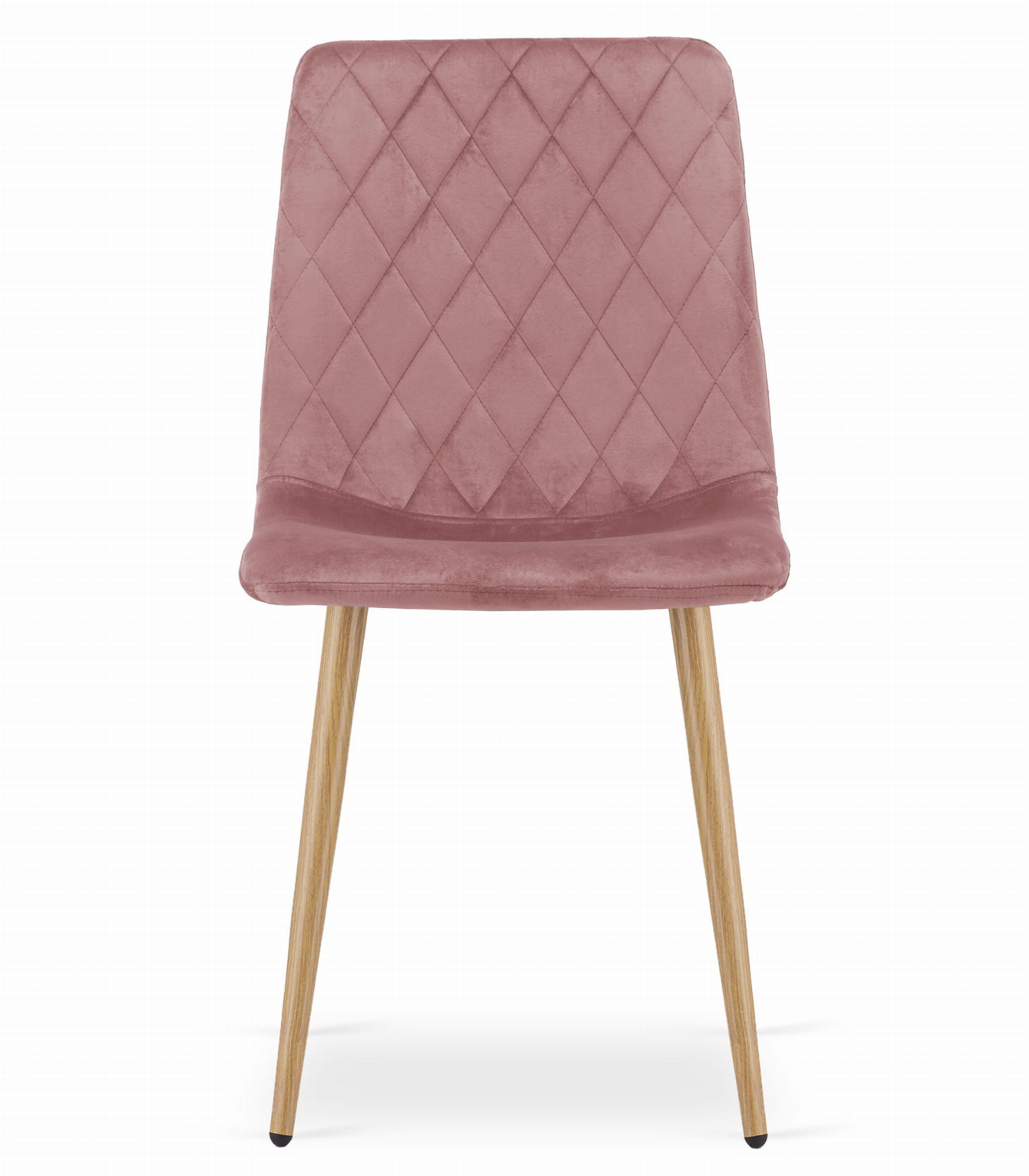 Velvet eetkamerstoel TURIN - 44,5x53x88,5cm - roze, houtlook