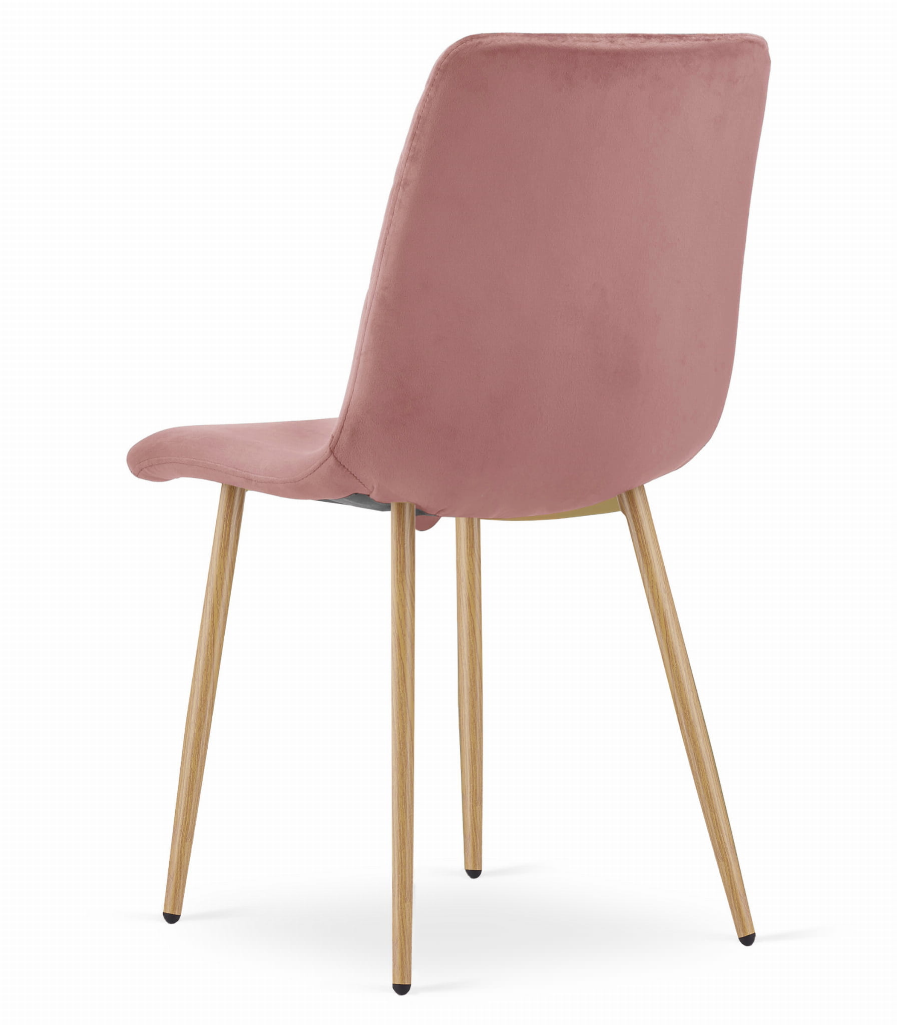 Velvet eetkamerstoel TURIN - 44,5x53x88,5cm - roze, houtlook