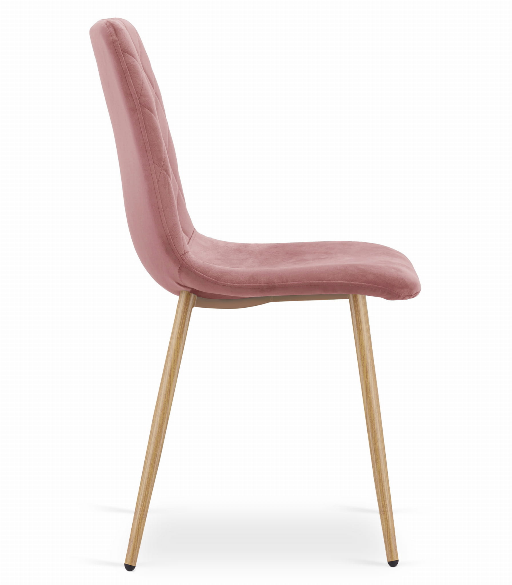 Velvet eetkamerstoel TURIN - 44,5x53x88,5cm - roze, houtlook