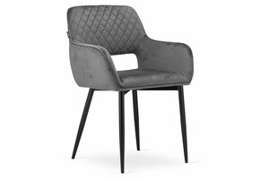 Velvet eetkamerstoel AMALFI - met armleuning - donker grijs