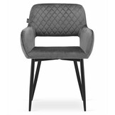 Velvet eetkamerstoel AMALFI - met armleuning - donker grijs