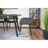 Velvet eetkamerstoel AMALFI - met armleuning - donker grijs