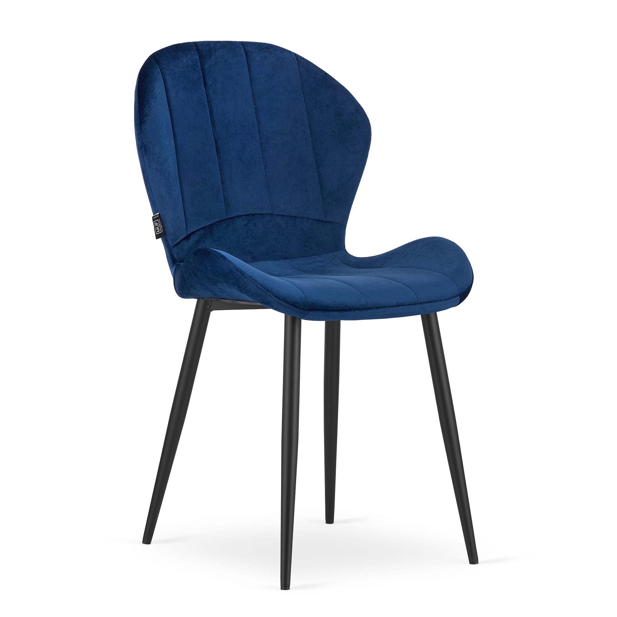 Velvet eetkamerstoel TERNI - 50,5x62x86cm - blauw