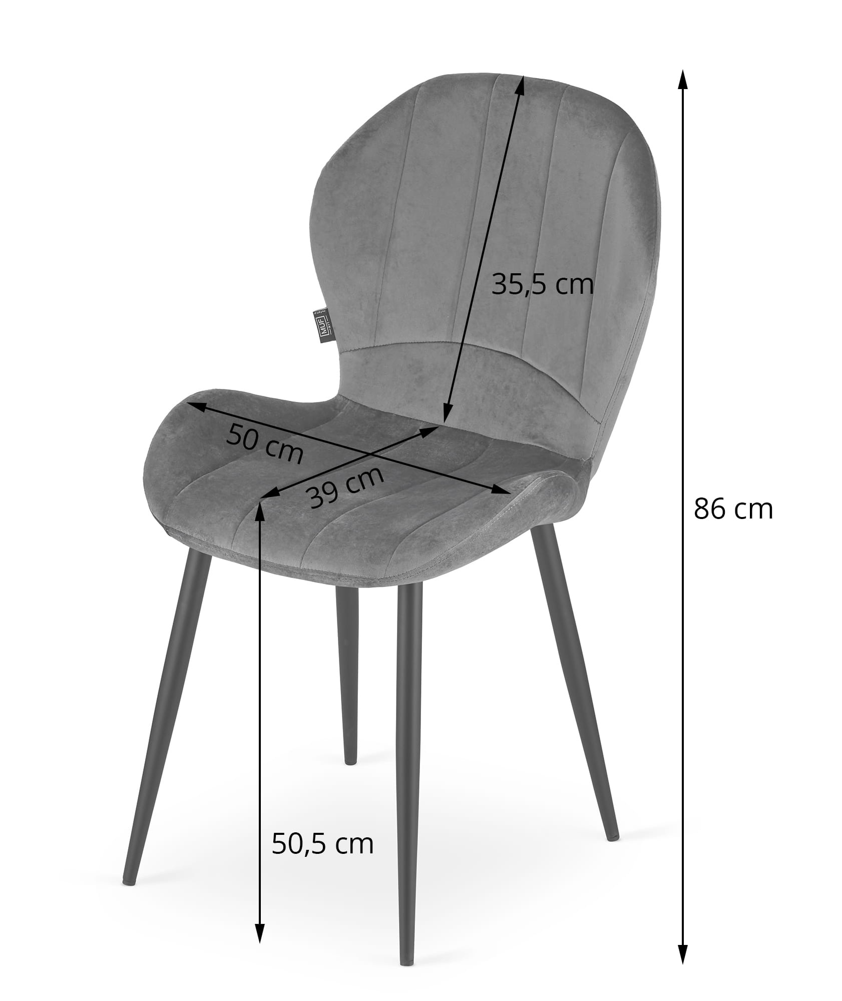 Velvet eetkamerstoel TERNI - 50,5x62x86cm - blauw
