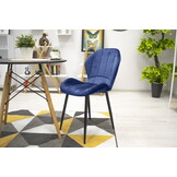 Velvet eetkamerstoel TERNI - 50,5x62x86cm - blauw