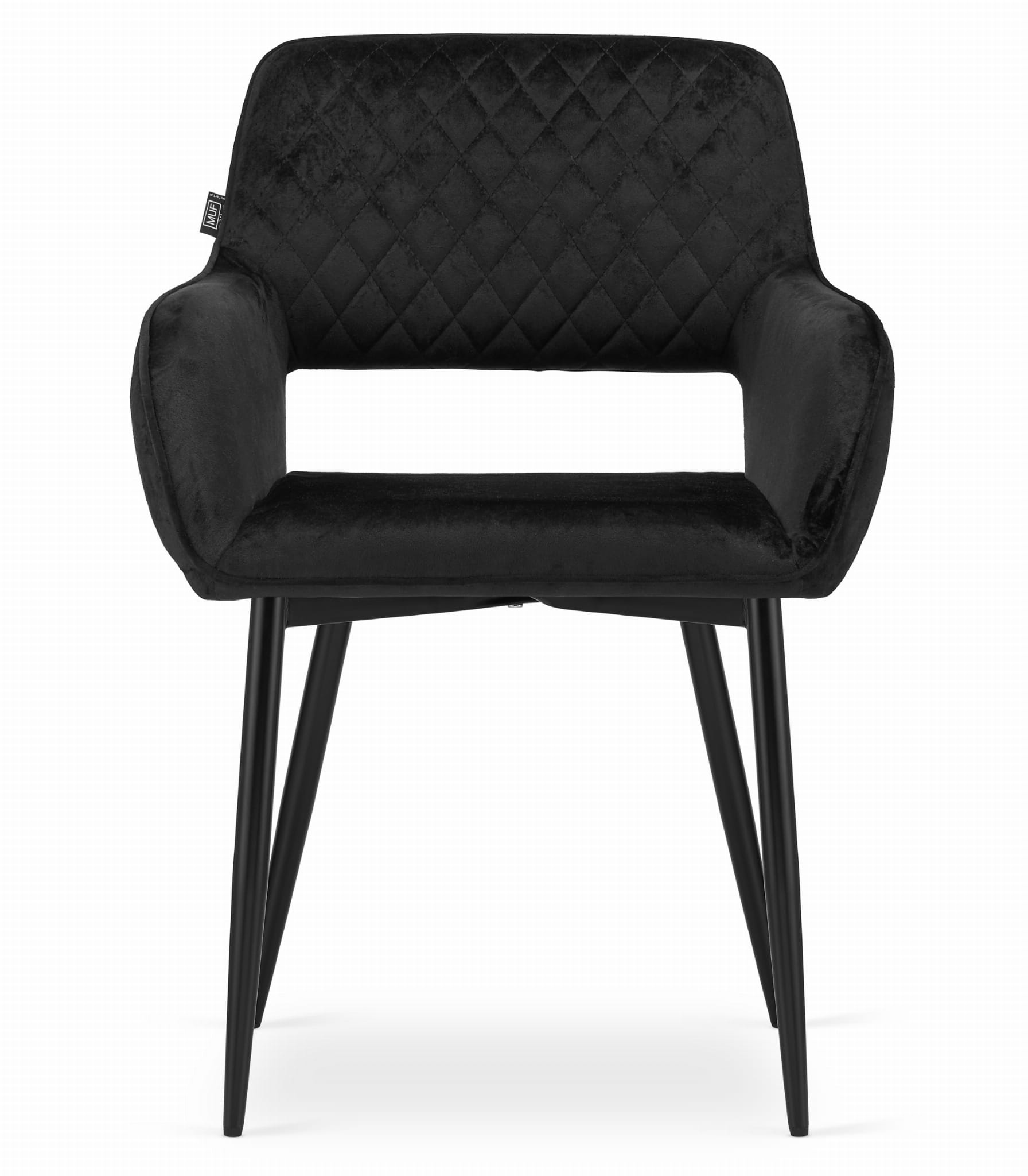 Velvet eetkamerstoel AMALFI - met armleuning - zwart