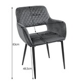 Velvet eetkamerstoel AMALFI - met armleuning - zwart