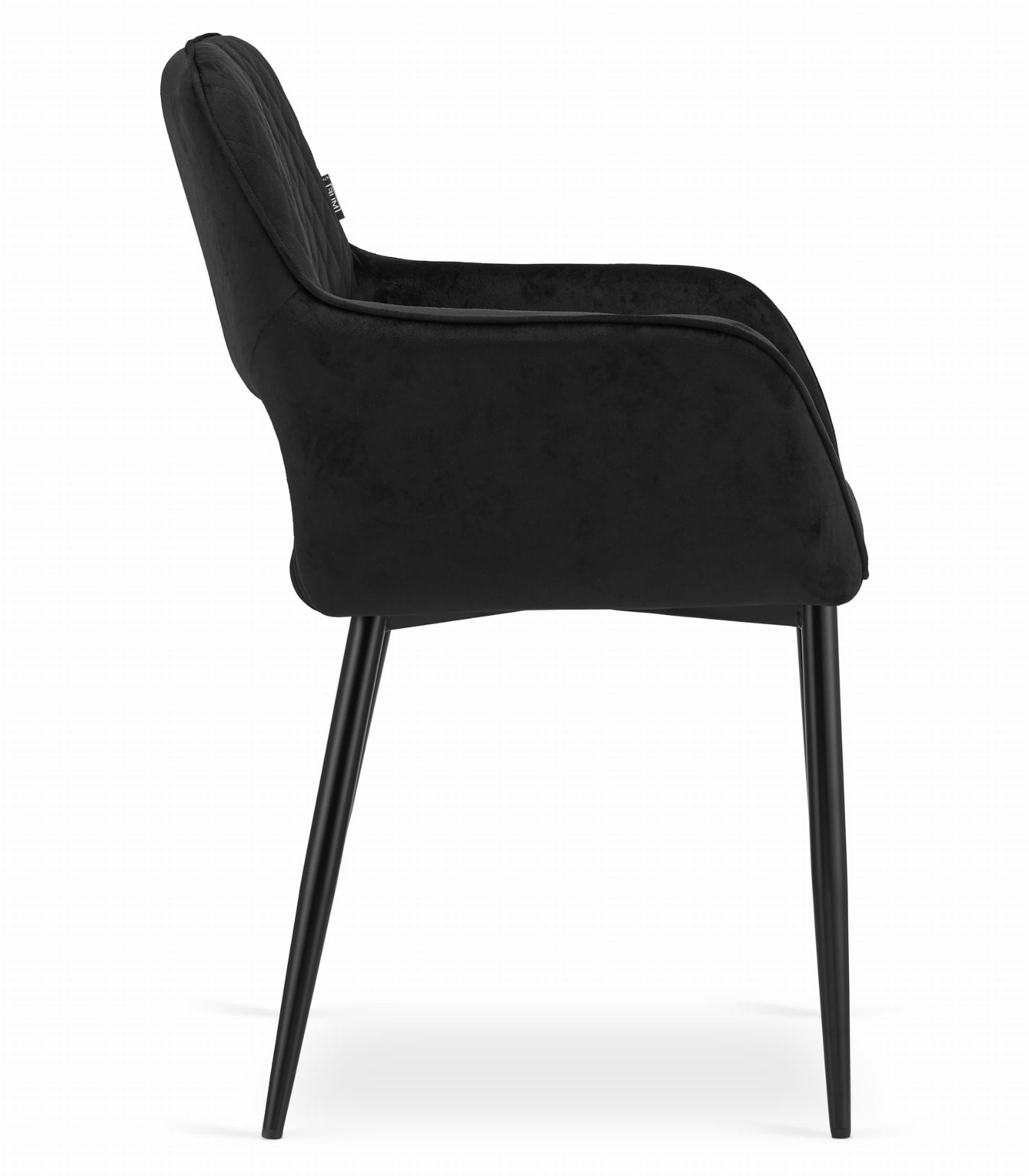Velvet eetkamerstoel AMALFI - met armleuning - zwart