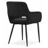 Velvet eetkamerstoel AMALFI - met armleuning - zwart